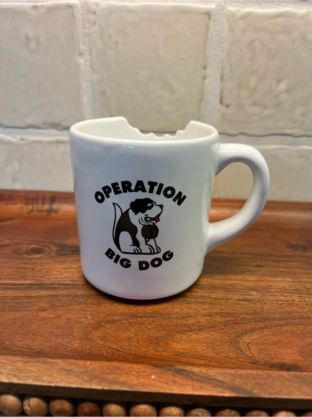 90s Operation Big Dog White Ceramic Dog Mug